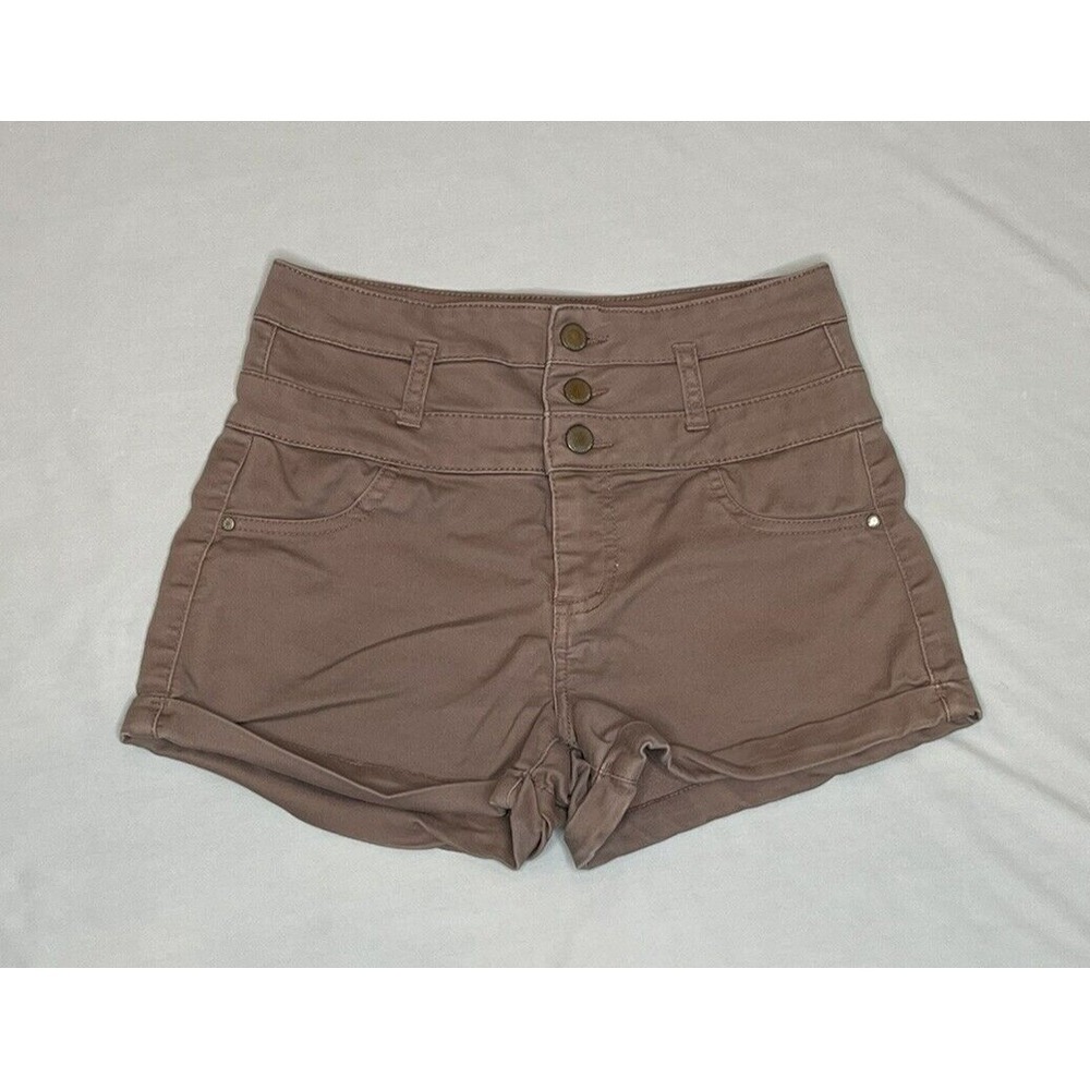 Tinseltown Womens 5/6 Purplish Mid/High Waist‎ 3 Button Cuffed Stretch Shorts